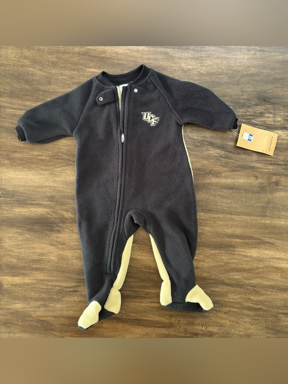 Infant UCF Rivalry Threads Black and Gold Fleece Footed One-Piece